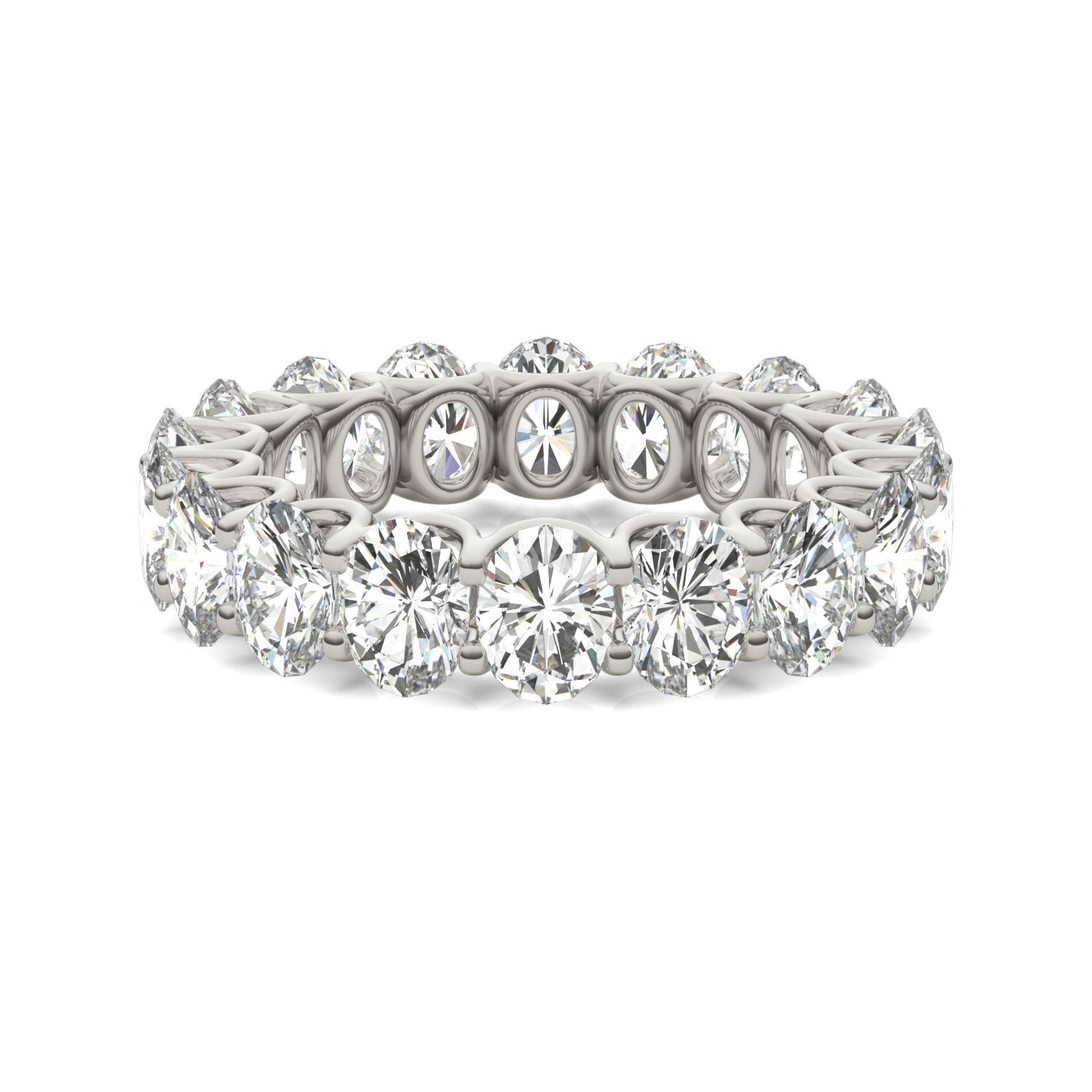 8.50 CTW DEW Oval Moissanite Eternity Band in 14K White Gold