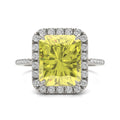 5.90 CTW DEW Radiant Yellow Moissanite Accented Ring in 14K White Gold