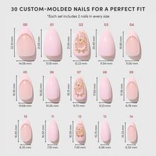 Lovers Crest press-on nails featuring elegant almond shape with soft pastel colors perfect for everyday wear