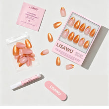 Orange Pop press-on nails - almond shape, short length