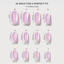 Oyster Glow press-on nails - round shape, short length