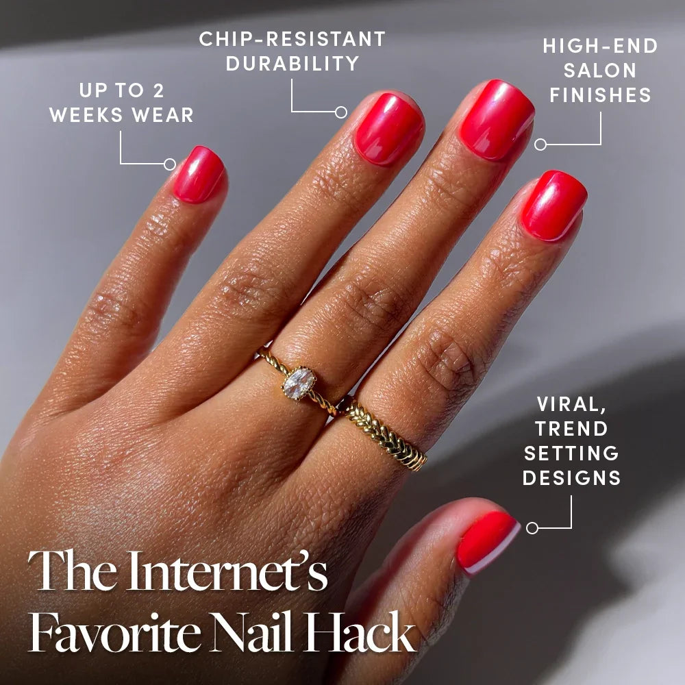 Red Legacy press-on nail design - solid color style detail