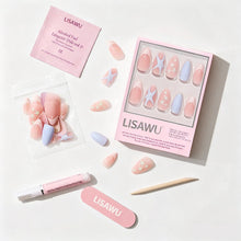 Salty Waves press-on nails - almond shape, short length