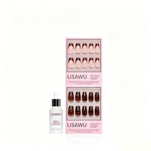 The Medium Coffin Tortoiseshell Duo press-on nails in nude shade