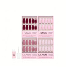 The Pink Medium Almond Icons press-on nails in red shade