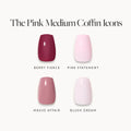 Lisawu The Pink Medium Coffin Icons press-on nail bundle style selection