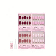 The Pink Short Oval Icons press-on nails in red shade