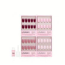 The Pink Short Squoval Icons press-on nails in red shade