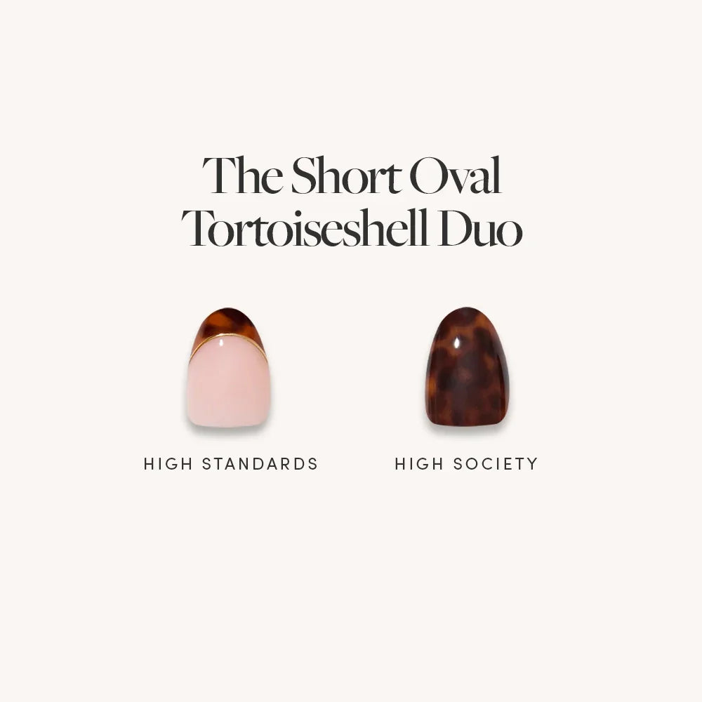 Lisawu The Short Oval Tortoiseshell Duo press-on nail bundle style selection