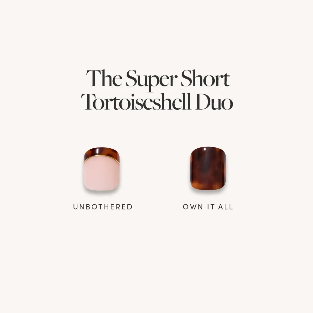 Lisawu The Super Short Tortoiseshell Duo press-on nail bundle style selection