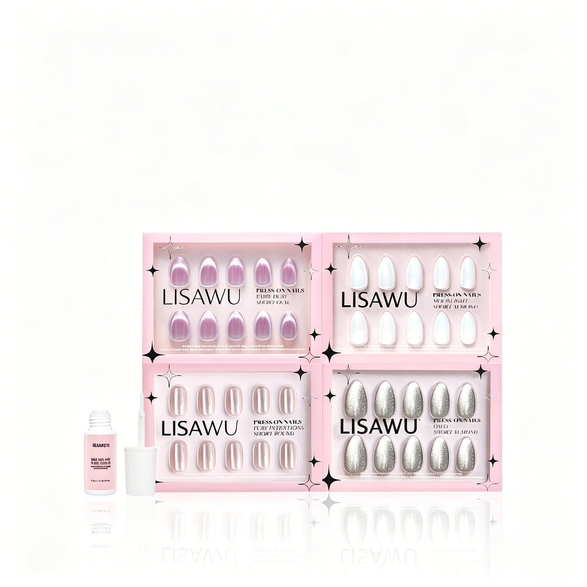 To the Stars press-on nails in pink shade