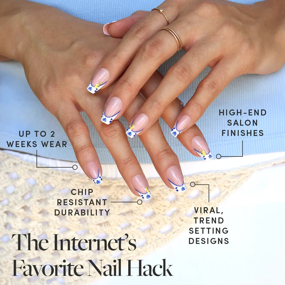 Tuscan Twist press-on nails - coffin shape, medium length